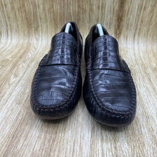 Mocassim de condução Cole Haan Country masculino tamanho 7,5 D marrom crocodilo em relevo - Imagem 2 de 4