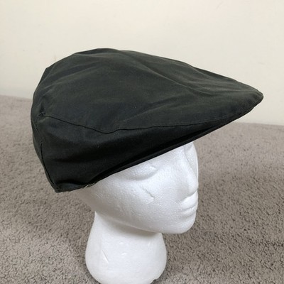 Barbour Flat Cap Size 7 1/8 Waxed Cotton Plaid Lined Green Cabbie Hat