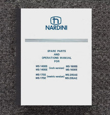 MS-1400 MS-1600 Engine Lathe Operator  Parts Manual Fits 1988 Nardini MS175SEMS