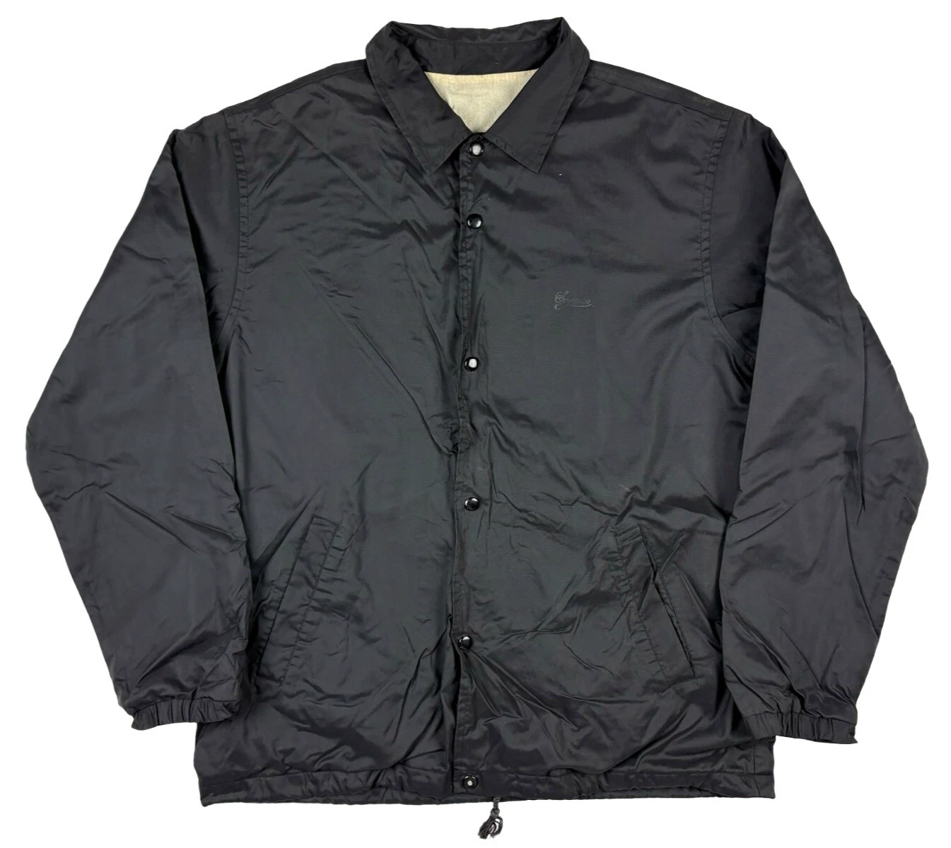 Veste d'entraîneur noire suprême rare XL vintage années 90 NYC