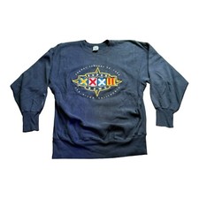 Vtg 1998 NFL Super Bowl XXXII Champion Reverse Weave Sweatshirt Large Blue