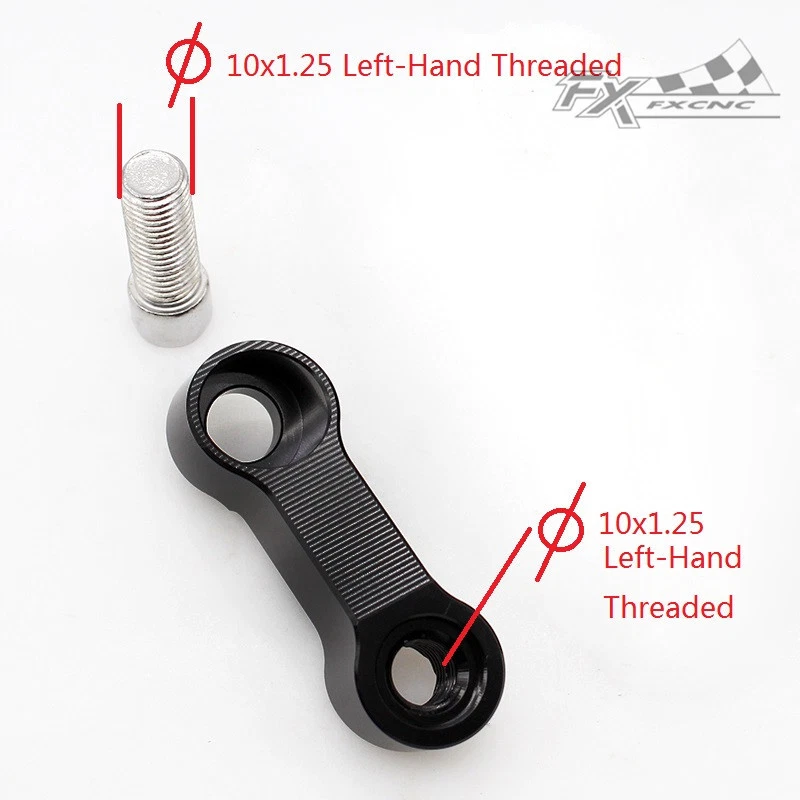Adaptador extensor elevador montaje espejo moto FXCNC aluminio 8 mm/10 mm Foto 2 de 4