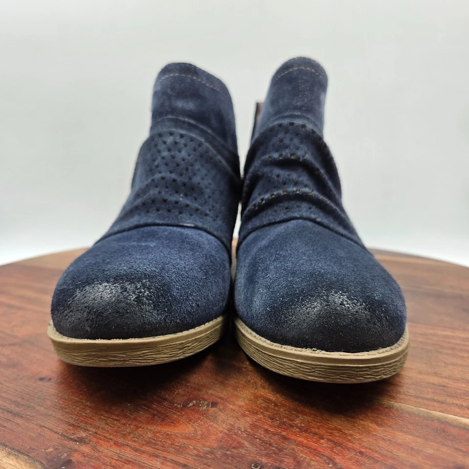Earth Origins Botas Amanda Para Mujer 11M Azul Gamuza Cómodas Cremallera Botines al Tobillo Foto 2 de 4