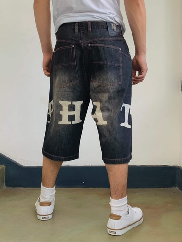 Pantalones cortos de mezclilla naturales para hombre Phat Farm desteñidos negros | nuevos con etiquetas - Imagen 7 de 11