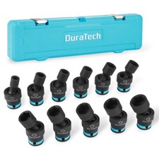 Duratech 38 Drive Impact Swivel Socket Set 11-piece Shallow Wobble Socket Set