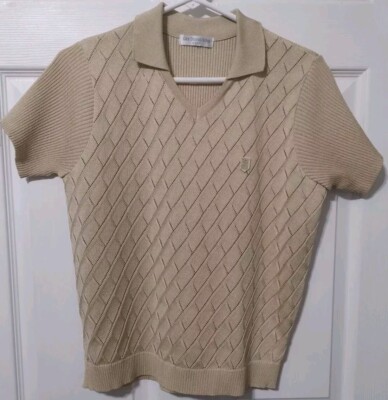 Lee Dong Soo Golf Gold Short Sleeve Sweater Womens Medium, Logo