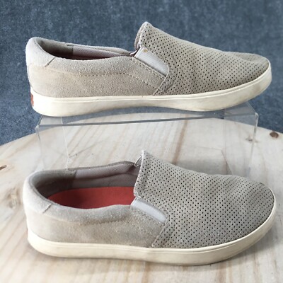 Dr Scholls Shoes Womens 6 M Madison Slip On Sneakers Beige Leather Perforated