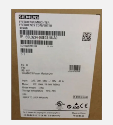 6SL3224-0BE31-5UA0 NEW SIEMENS SINAMICS POWER MODULE 240 6SL3224-0BE31-5UA0