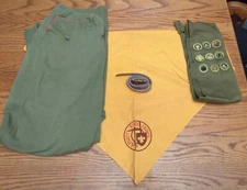 1950S BSA BOY SCOUTS UNIFORM FORTY NINER COUNCIL SCARF GREEN PANTS BADGE BELT