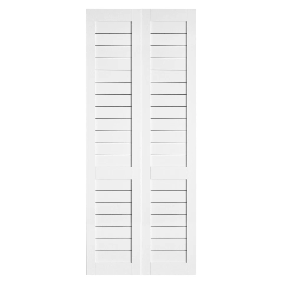 White PVC Bi-Folding Closet Door,MDF Folding Barn Door Panel,Thickness 1-3/8 in - Image 2 of 4