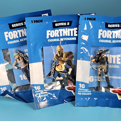 3x Fornite Figur Schlüsselanhänger Serie 3 - garantiert unterschiedlich - 7,5 cm/3 Zoll