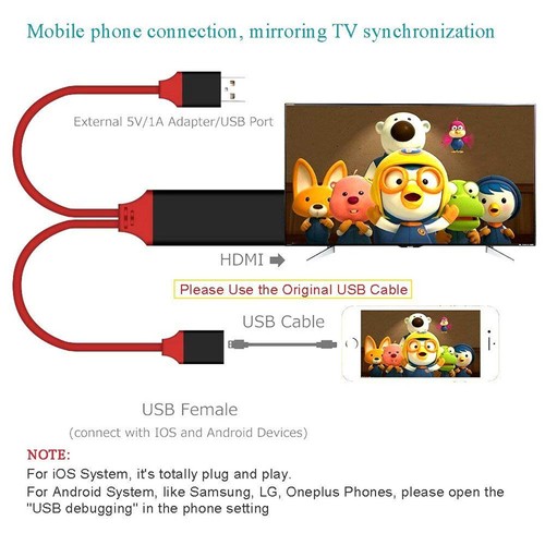 Cable for MHL to HDMI HDTV Adapter For Mirroring HDMI 1080P HDTV on TV Projector - 第 11/34 張圖片