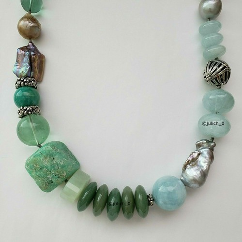 STEPHEN DWECK Sterling Silver Champagne Pearl & Mixed Stone Necklace 20" $1150 - Picture 6 of 10