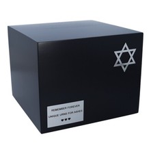 Jewish urn for adult Black wooden urn with Star of David cremation urn for human