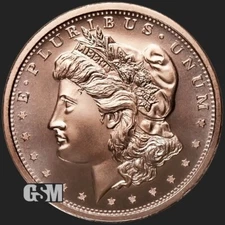 LOT OF 100 X 1 OZ. MORGAN - 1 OZ FINE COPPER ROUND - BULLION LOT 100 MINT FRESH
