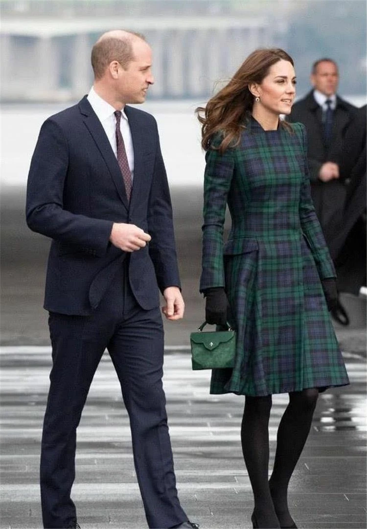 Princess Kate Middleton Designer Spring Autumn Vintage Elegant Plaid Midi Dress