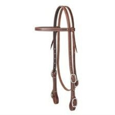 Weaver Leather HARNESS CHESTNUT LEATHER BROWBAND HEADSTALL w/ Buckle bit ends