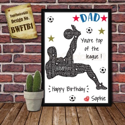 PERSONALISIERTE Fußball Papa - Geschenkkarte - GEBURTSTAGSGESCHENK Sohn Papa Bruder Andenken