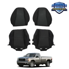 Seat Cover For Chevrolet GMC 2007-2014 Driver&Passenger Top&Bottom Black Cloth