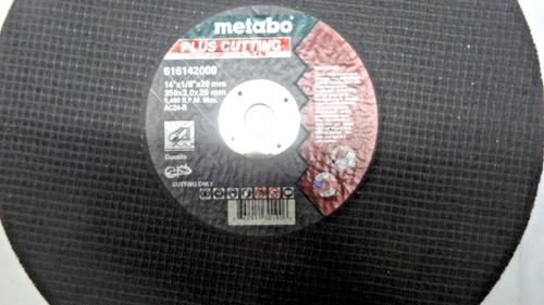 (5) METABO 616142000 - RUOTA DI TAGLIO 14" X 1/8" X 20mm, Plus, Tipo 1, 024grit - Foto 2 di 3