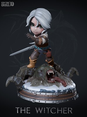 Chibi Ciri The Witcher Unpainted 16K Unassembled 3D printed Resin Model Kit