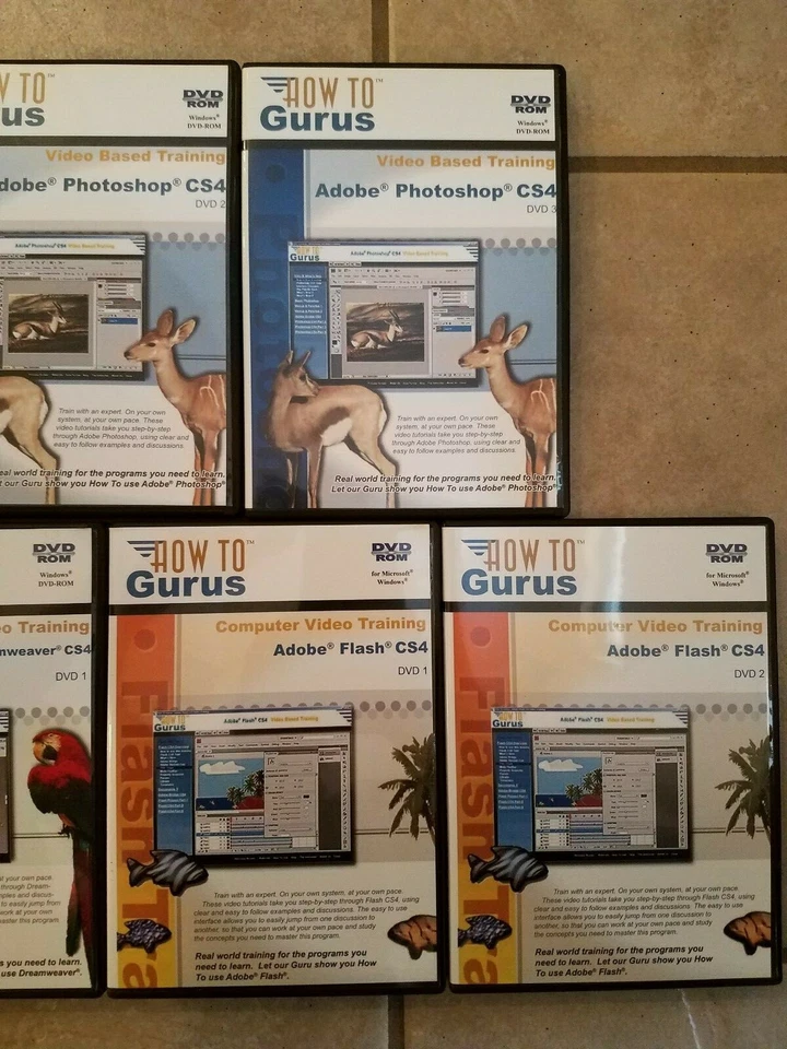 How to Gurus Adobe Photoshop CS4 Dreamweaver Flash Video Based Training DVD Rom  - Image 4 of 4