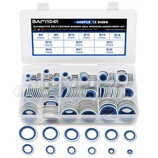 245PCS Metric Bonded Seal Dowty Washer NBR Zinc-Plated Automotive Self-Centre...
