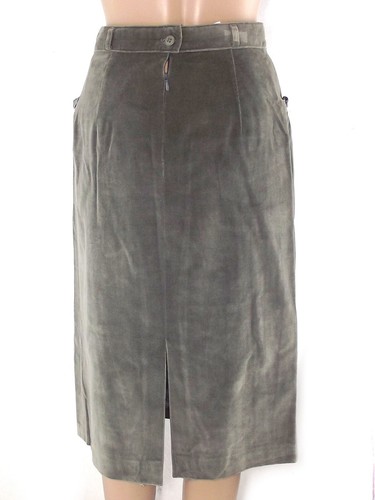 Gonna Ginocchio 42 Eu38 W28 M Medium Longuette Verde Velluto Dritto Vita Alta - Picture 2 of 24