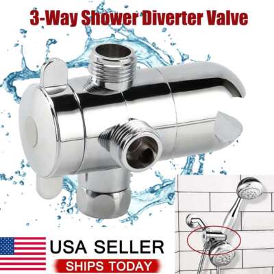 3-Way ABS Bathroom Shower Head Diverter Valve Sprayer Arm Mount Water Separator