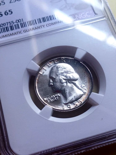 1955 WASHINGTON QUARTER, NGC MS65