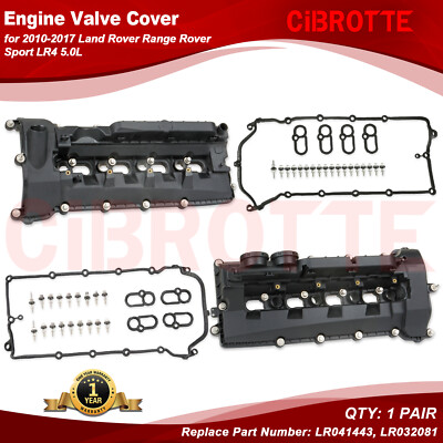2PCS Valve Covers w/ Gasket for 2010-2017 Land Rover Range Rover Sport LR4 5.0L