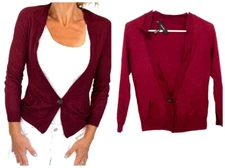 Isabel Marant Red Wine Luxury Cashmere Silk V Neck Cardigan Sweater  XS 
