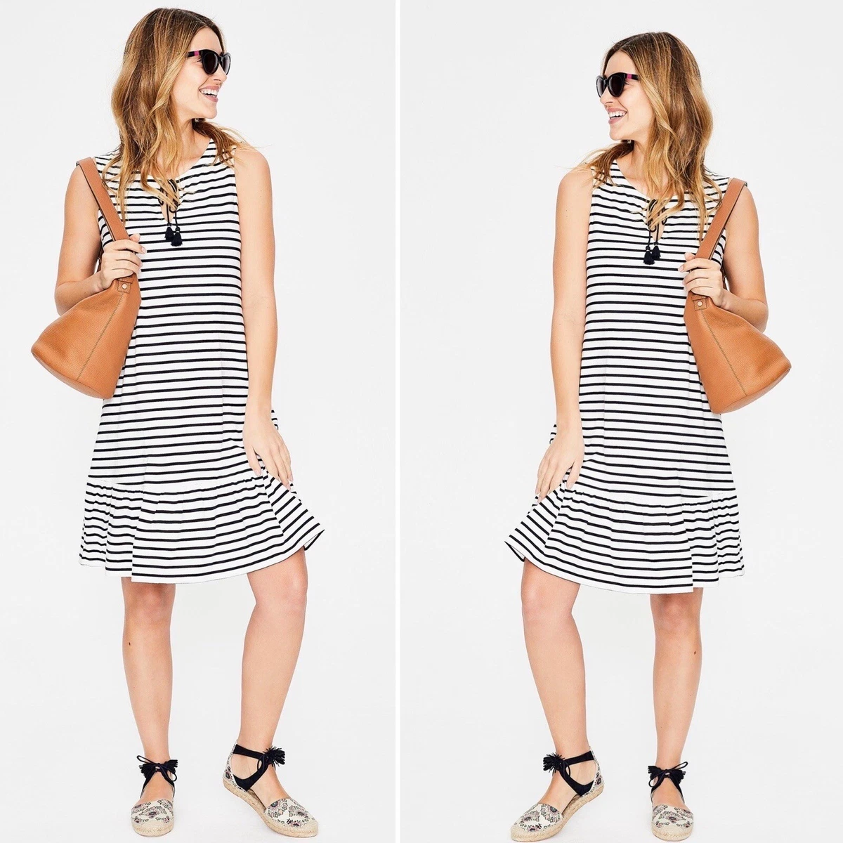 Boden Arabella Navy Blue Striped Sailor Jersey Dress Size 4R FLAWS