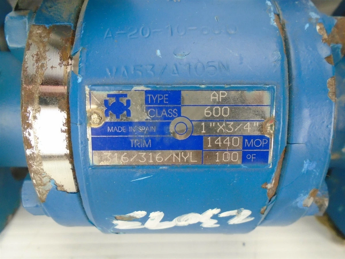 1" x 3/4" AP Ball Valve - Class 600, 1440 MOP, 316/316/NYL - For  Use With Fuel | eBay
