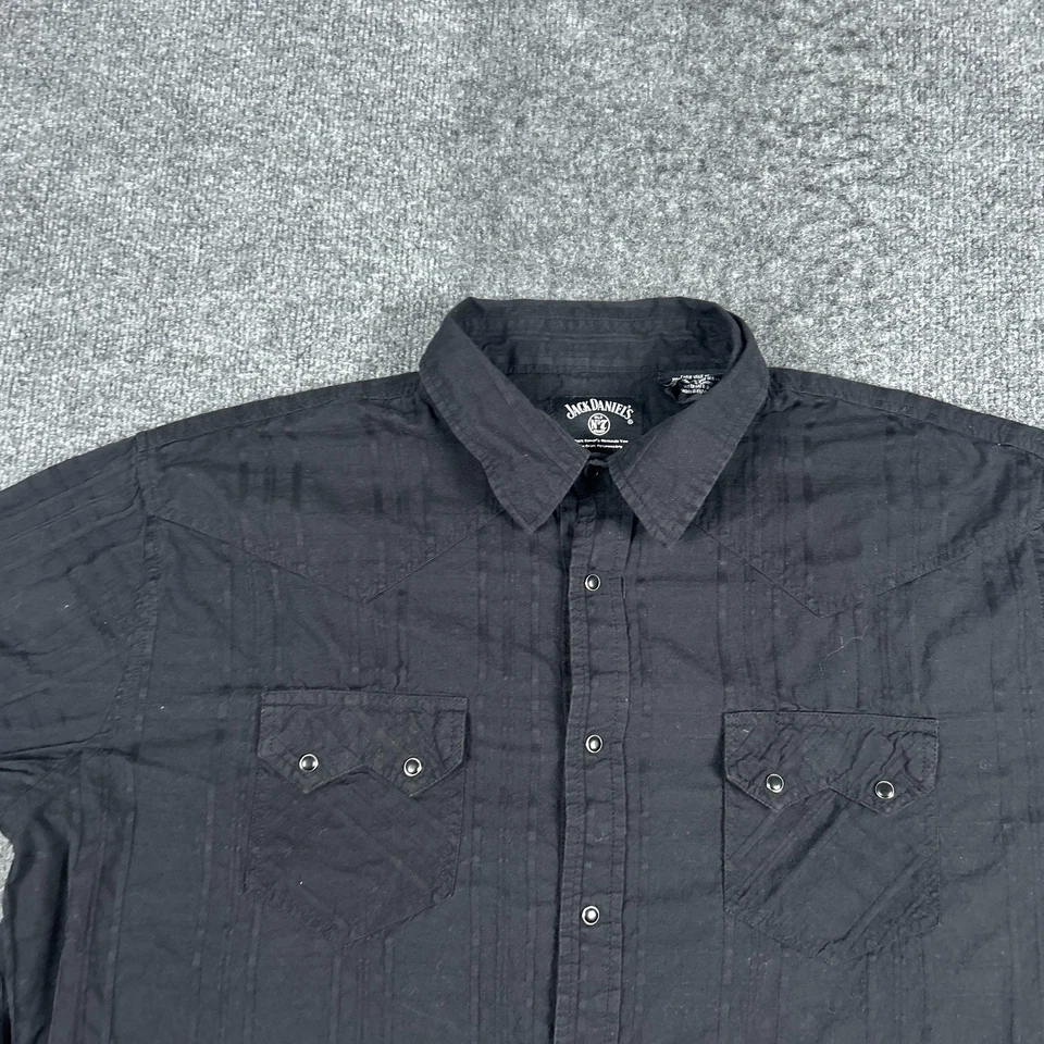Camisa Jack Daniel's Para Hombre 2XL Negra Western Snap Manga Larga Antigua Nº 7 Whisky Foto 4 de 4