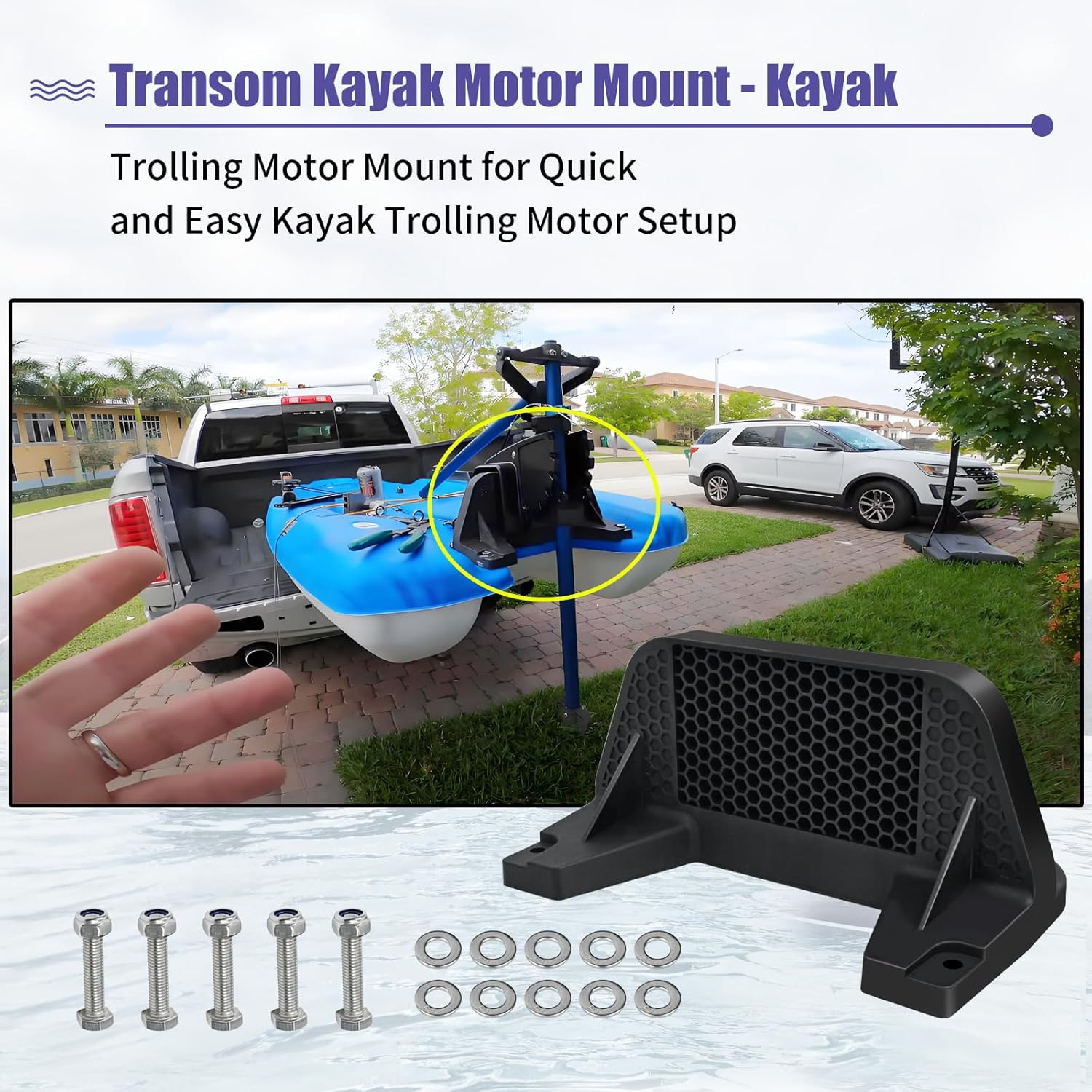 Transom Kayak Motor Mount - Kayak Trolling Motor Mount Compatible with Catch Kay