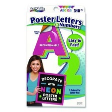 ArtSkills Neon Color Poster Letters and Numbers, Assorted Character, 310/Pack
