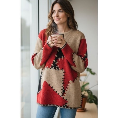 BFA CLASSICS Patchwork Pullover Sweater Ladies La… - image 1