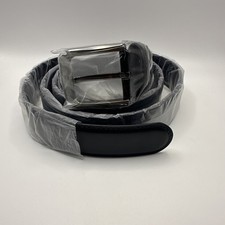 Men s Belt Black With Silver Buckle 65-71inches
