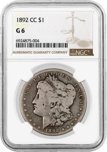 1892 CC Carson City $1 Morgan Silver Dollar NGC G6 Good Circulated Key Date Coin