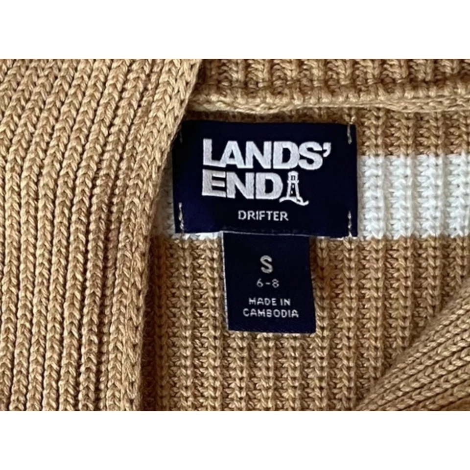Suéter Pullover Lands' End Drifter Cuarto Cremallera Para Mujer Pequeño 6-8 Rayas Algodón Foto 4 de 4