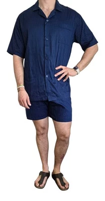 Novila Pyjama Schlafanzug Hausanzug Homedress Dunkelblau Baumwolle Gr. 54 - Bild 1 von 4