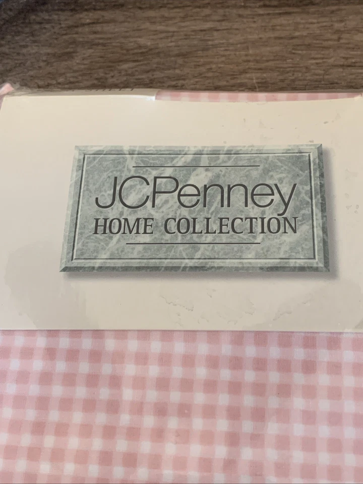 Hoja plana doble vintage J.C. Penney rosa y blanco guinga 66 X 96 NUEVA 200 hilos Foto 2 de 4