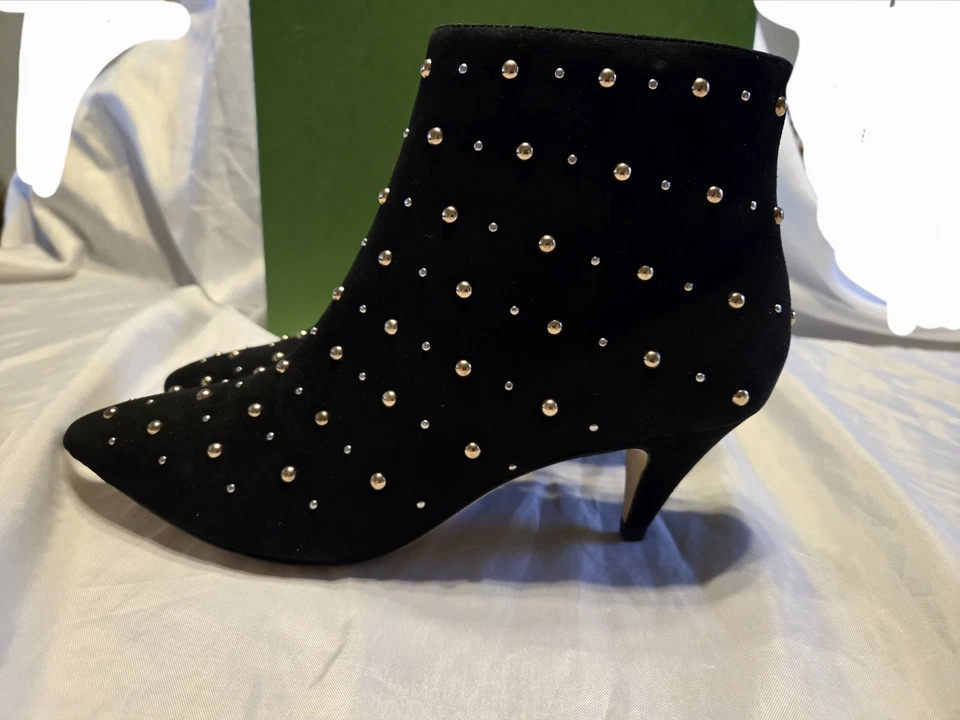 Замшевые сапоги Kate Spade Starr с заклепками украшения золото/серебро 8 М 2,5 дюйма  - Изображение 3 из 4