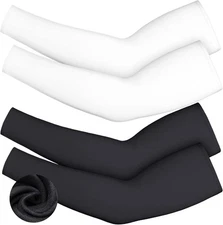 4 Pieces Thermal Arm Warmer Compression Arm Sleeve for Men Women Winter Outdo...