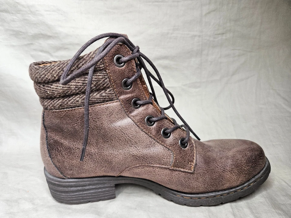 Botines de combate BOC Born para mujer talla 10 imitación cuero marrón punta redonda con cordones Foto 3 de 4