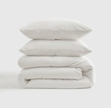 NWOT Quince King Cal King Duvet Set Shams White Organic Cotton Percale