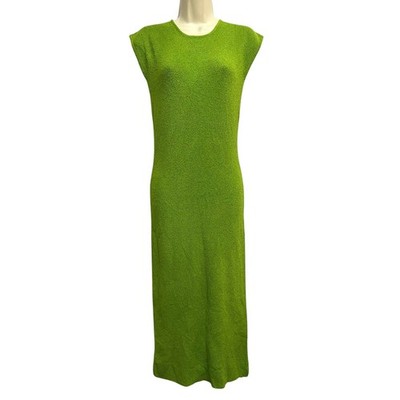 zara lime green knit dress Zara Textured Knit Maxi Dress Womens Small Lime Green Boucle Sleeveless  Vibrant