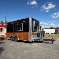 Black Food Trailer Mobile Concession Catering BBQ Street Food Coffee Burger Unit