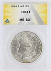 1884 Morgan Silver Dollar ANACS MS63 S$1 Philadelphia Minted No Reserve